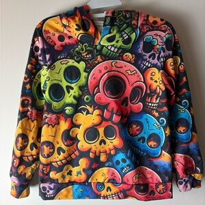 Colorful Skull Print Hoodie